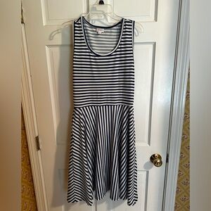 LuLaRoe Nicki blue and white striped dress with pockets